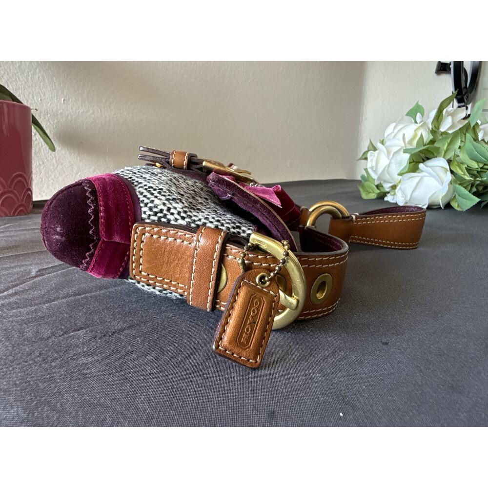 Coach Vintage Y2K Purple Tweed Suede Shoulder Bag 8F01 - Picture 7 of 11